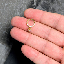 Load image into Gallery viewer, 16G 3/8 White Synthetic Opal Gold Tone Butterfly Hinged Segment Ring
