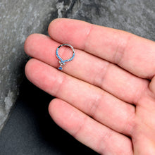 Load image into Gallery viewer, 16G 3/8 Blue CZ Gem Elegant Curves Dangle Hinged Segment Ring
