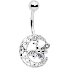 将图片加载到图库查看器，Clear Gem Lunar Dragonfly Belly Ring
