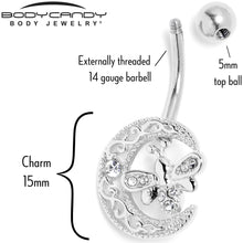 将图片加载到图库查看器，Clear Gem Lunar Dragonfly Belly Ring
