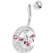 将图片加载到图库查看器，Pink Gem Lunar Dragonfly Belly Ring

