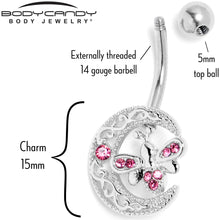 将图片加载到图库查看器，Pink Gem Lunar Dragonfly Belly Ring
