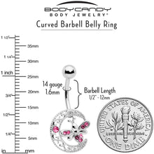 将图片加载到图库查看器，Pink Gem Lunar Dragonfly Belly Ring
