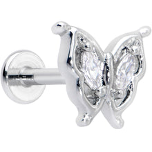 Load image into Gallery viewer, 16G 5/16 Clear Gem Fancy Fab Butterfly Internally Threaded Labret
