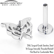 Load image into Gallery viewer, 16G 5/16 Clear Gem Fancy Fab Butterfly Internally Threaded Labret
