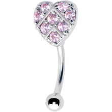 Load image into Gallery viewer, 16G 5/16 Pink Gem Lattice Heart Curved Eyebrow Ring
