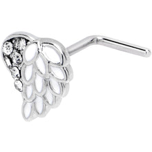 Load image into Gallery viewer, 20G 7mm White Heavenly Heart Angel Wing L Shape Nose Ring
