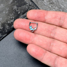 Load image into Gallery viewer, 16G 5/6 Clear Gem Butterfly Rose Flower Blue Cartilage Clicker
