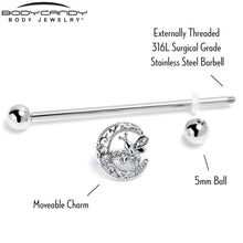 Load image into Gallery viewer, 14G Clear Gem Lunar Dragonfly Industrial Barbell 38mm
