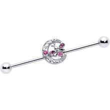 Load image into Gallery viewer, 14G Pink Gem Lunar Dragonfly Industrial Barbell 38mm
