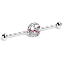 Load image into Gallery viewer, 14G Pink Gem Lunar Dragonfly Industrial Barbell 38mm
