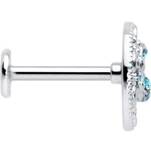 Load image into Gallery viewer, 16G 5/16 Blue Gem Lunar Dragonfly Internally Threaded Labret Tragus
