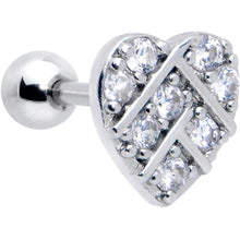 Load image into Gallery viewer, 16G 1/4 Clear CZ Gem Lattice Heart Cartilage Tragus Earring
