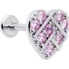 将图片加载到图库查看器，16G 5/16 Pink CZ Gem Lattice Hear Internally Threaded Labret
