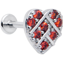 Load image into Gallery viewer, 16G 5/16 Red CZ Gem Lattice Hear Internally Threaded Labret
