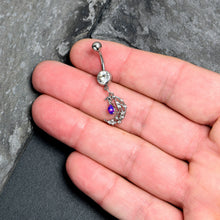 Load image into Gallery viewer, Purple Clear Gem Constellation Moon Dangle Belly Ring

