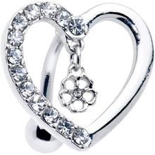 Load image into Gallery viewer, Clear CZ Gem Asymmetrical Heart Flower Dangle Top Mount Belly Ring
