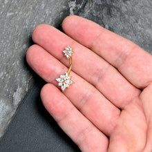 将图片加载到图库查看器，Clear Gem Gold Tone Star Power Double Mount Belly Ring
