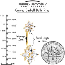 将图片加载到图库查看器，Clear Gem Gold Tone Star Power Double Mount Belly Ring
