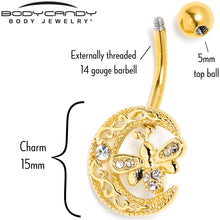 将图片加载到图库查看器，Clear Gem Gold Tone Lunar Dragonfly Belly Ring
