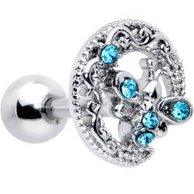 Load image into Gallery viewer, 16G 1/4 Blue Gem Lunar Dragonfly Cartilage Tragus Earring
