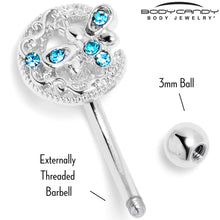 Load image into Gallery viewer, 16G 5/16 Blue Gem Lunar Dragonfly Curved Eyebrow Ring
