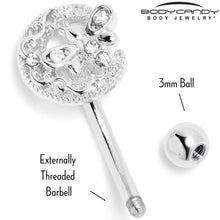 Load image into Gallery viewer, 16G 5/16 Clear Gem Lunar Dragonfly Curved Eyebrow Ring

