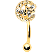Load image into Gallery viewer, 16G 5/16 Clear Gem Gold Tone Lunar Dragonfly Curved Eyebrow Ring
