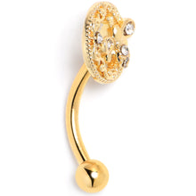 Load image into Gallery viewer, 16G 5/16 Clear Gem Gold Tone Lunar Dragonfly Curved Eyebrow Ring
