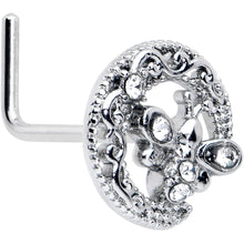 将图片加载到图库查看器，20G 7mm Clear Gem Lunar Dragonfly L Shape Nose Ring
