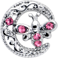Load image into Gallery viewer, 20G 7mm Pink Gem Lunar Dragonfly L Shape Nose Ring
