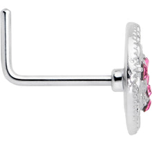 Load image into Gallery viewer, 20G 7mm Pink Gem Lunar Dragonfly L Shape Nose Ring
