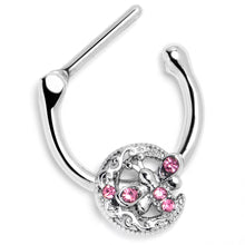 Load image into Gallery viewer, 16G 5/16 Pink Gem Lunar Dragonfly Cartilage Clicker
