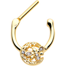Load image into Gallery viewer, 16G 5/16 Clear Gem Gold Tone Lunar Dragonfly Cartilage Clicker
