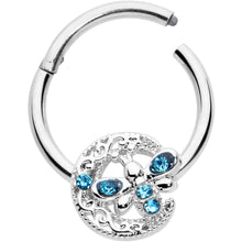 Load image into Gallery viewer, 16G 3/8 Blue Gem Lunar Dragonfly Hinged Segment Ring
