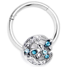 Load image into Gallery viewer, 16G 3/8 Blue Gem Lunar Dragonfly Hinged Segment Ring
