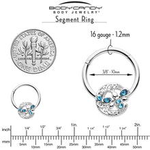 Load image into Gallery viewer, 16G 3/8 Blue Gem Lunar Dragonfly Hinged Segment Ring
