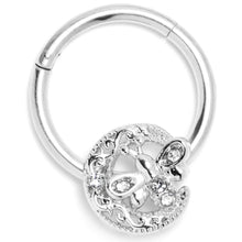 Load image into Gallery viewer, 16G 3/8 Clear Gem Lunar Dragonfly Hinged Segment Ring
