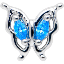 Load image into Gallery viewer, 20G 7mm Blue Gem Fancy Fab Butterfly L Shape Nose Ring
