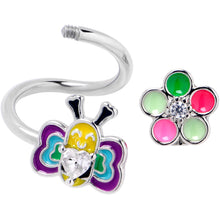 Load image into Gallery viewer, 14G 3/8 Clear CZ Gem Butterfly Love Bug Spiral Twister Belly Ring
