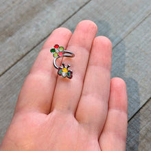 Load image into Gallery viewer, 14G 3/8 Clear CZ Gem Butterfly Love Bug Spiral Twister Belly Ring
