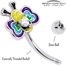 Load image into Gallery viewer, 16G 5/16 Clear CZ Gem Butterfly Love Bug Curved Eyebrow Ring
