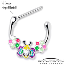 Load image into Gallery viewer, 16G 5/16 Clear CZ Gem Butterfly Love Bug Flower Cartilage Clicker
