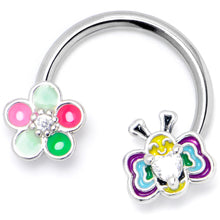 Load image into Gallery viewer, 16G 3/8 Clear CZ Gem Butterfly Love Bug Horseshoe Circular Barbell
