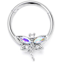 将图片加载到图库查看器，16G 3/8 Aurora CZ Gem Understated Dragonfly Hinged Segment Ring
