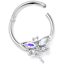 将图片加载到图库查看器，16G 3/8 Aurora CZ Gem Understated Dragonfly Hinged Segment Ring
