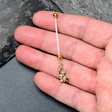 Load image into Gallery viewer, Clear CZ Gem Mom and Baby Giraffe Dangle PTFE Pregnancy Belly Ring
