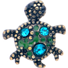 Load image into Gallery viewer, 16G 1/4 Blue Gem Gold Hue Sweet Sea Turtle Cartilage Tragus Earring

