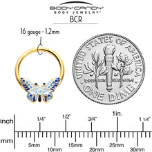 Load image into Gallery viewer, 16G 3/8 Gold Tone Evening Butterfly BCR Captive Ring
