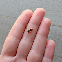 Load image into Gallery viewer, 20G 7mm Red Blue Gem Gold Tone Butterfly L Shape Nose Ring
